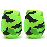 BEDCKCC Vino tinto Vaso de vino Copa de silicona Vasos irrompibles Taza de viaje Vasos de vino Copas de vino con hermoso patrón para vino Cerveza Camuflaje verde
